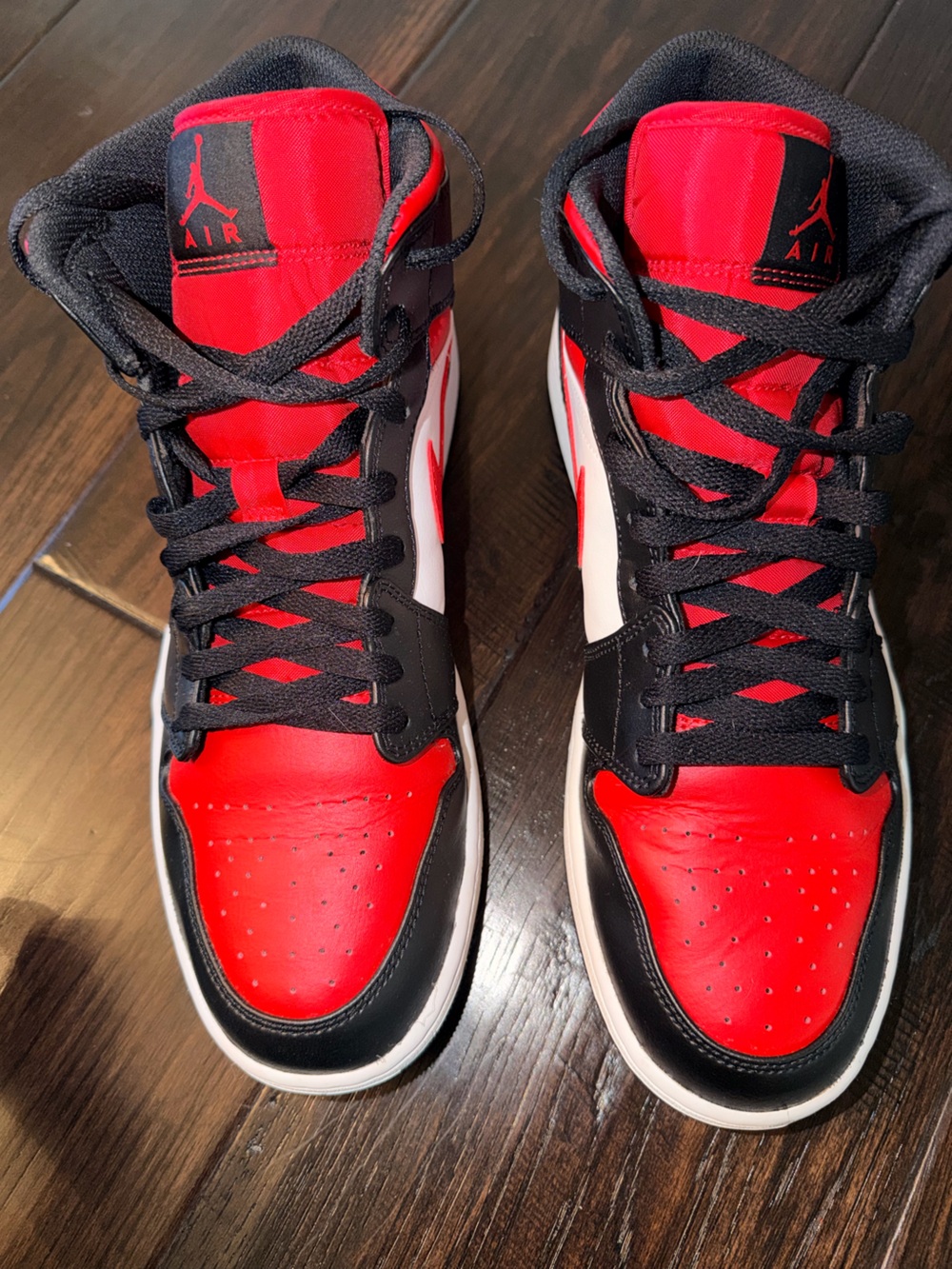 Nike Air Jordan 1 Mid “Bred Toe" Black/Fire Red/White Men's 12 554724-079